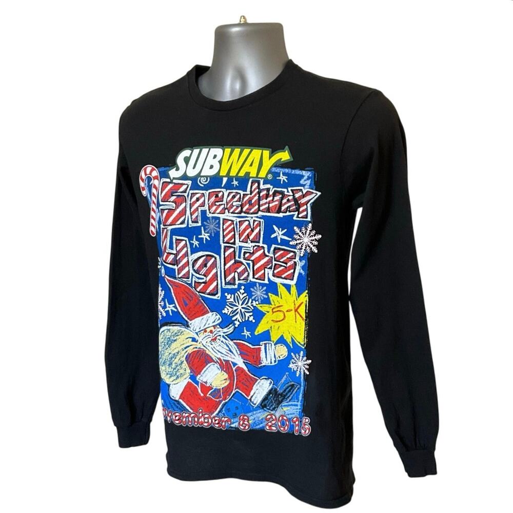 Subway Speedway In Lights 5K Shirt Adult Small Black Long Sleeve - Picture 2 of 13